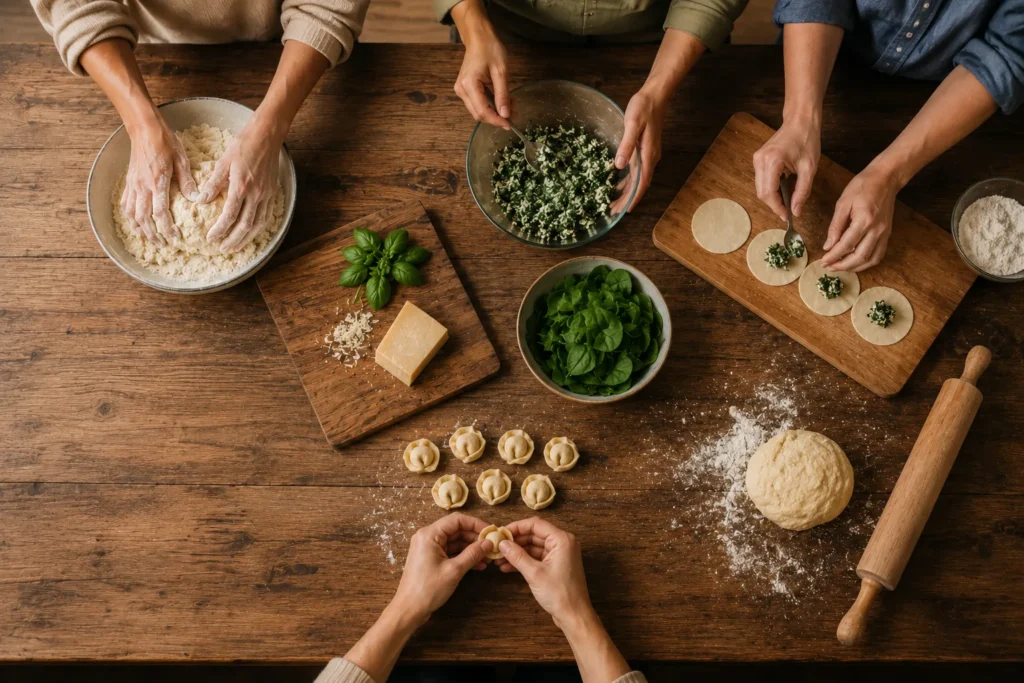 Participants preparing a traditional recipe together