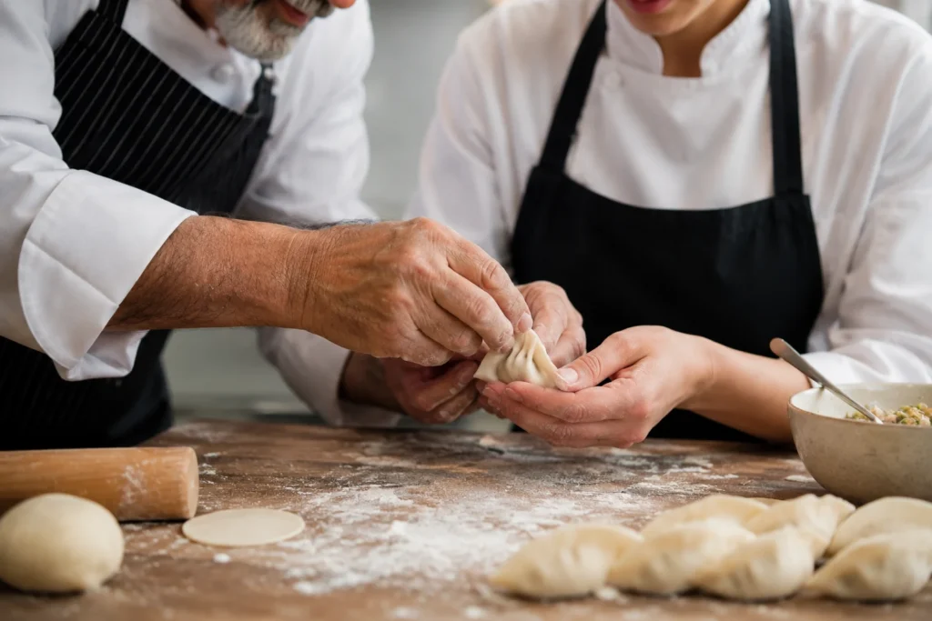 Traditional cooking skills being taught