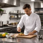 Chef in a Professional Restaurant Kitchen
