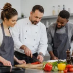 Hands-on cooking class in a modern kitchen